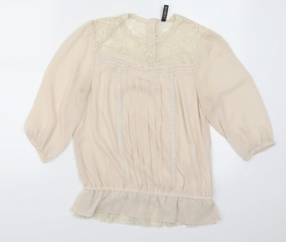 Womens UK Size 8 H&M Beige Basic Blouse