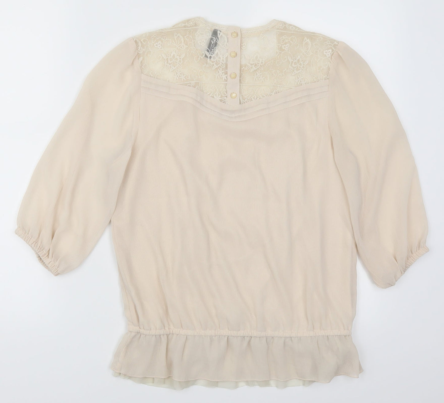 Womens UK Size 8 H&M Beige Basic Blouse