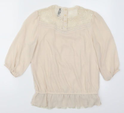 Womens UK Size 8 H&M Beige Basic Blouse