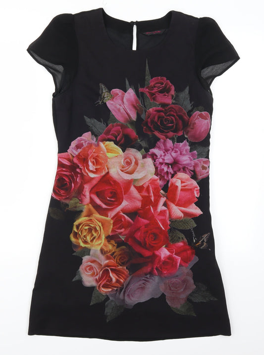 Miss Selfridge Womens Black Floral  Mini  Size 10  - Butterflies