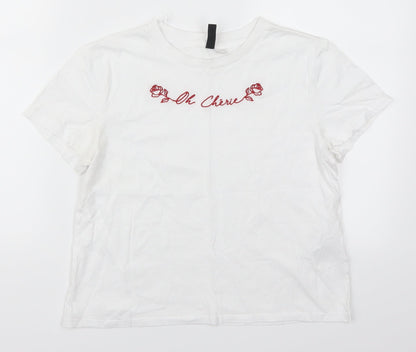 Womens UK Size S H&M White Basic T-Shirt