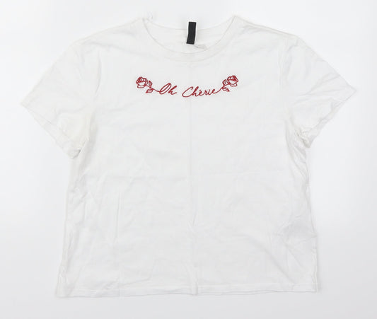 Womens UK Size S H&M White Basic T-Shirt
