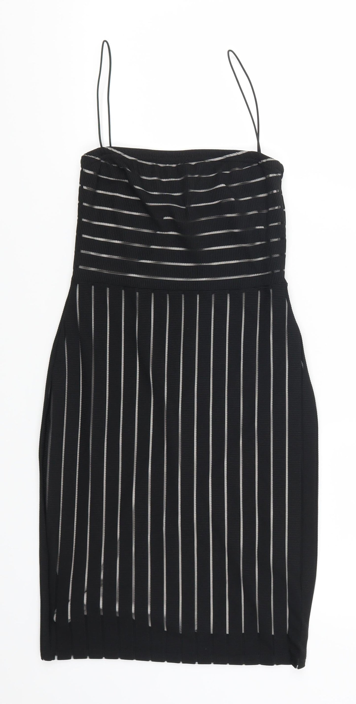 Pretty Little Thing Womens Black Striped  Mini  Size 8