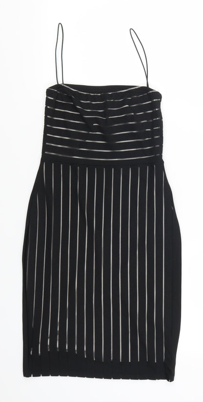 Pretty Little Thing Womens Black Striped  Mini  Size 8
