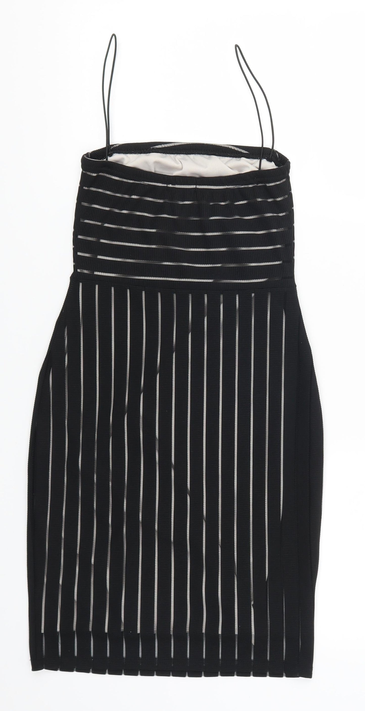 Pretty Little Thing Womens Black Striped  Mini  Size 8