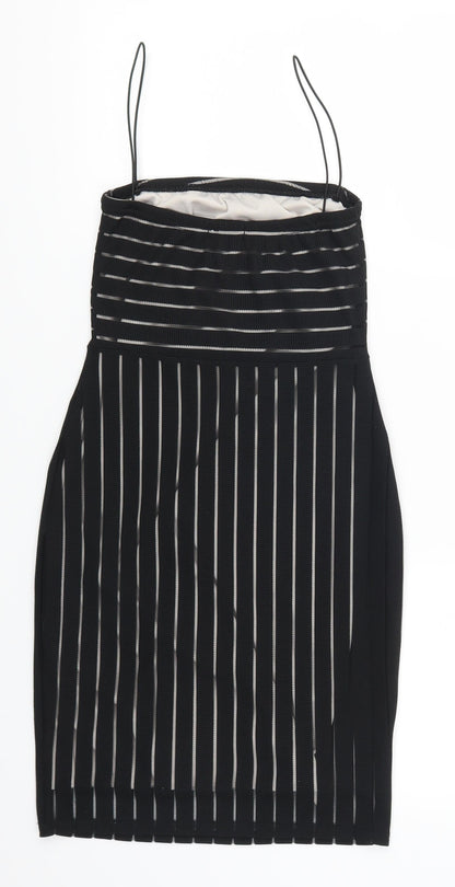 Pretty Little Thing Womens Black Striped  Mini  Size 8