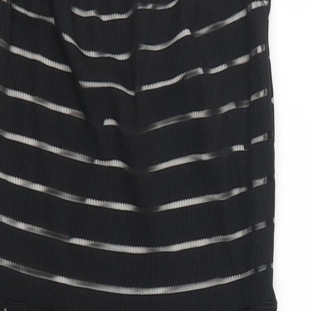 Pretty Little Thing Womens Black Striped  Mini  Size 8