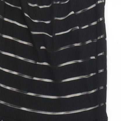 Pretty Little Thing Womens Black Striped  Mini  Size 8