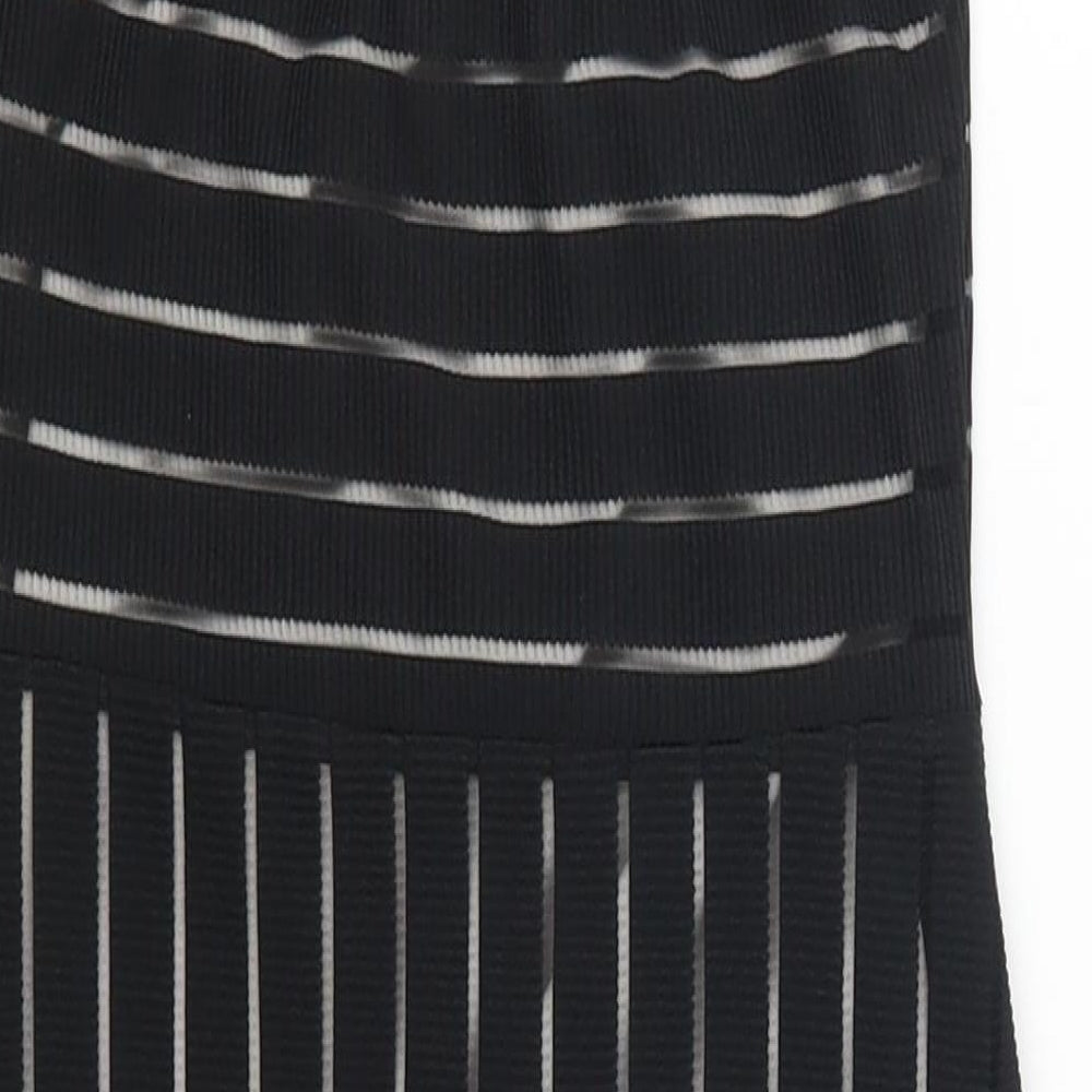 Pretty Little Thing Womens Black Striped  Mini  Size 8