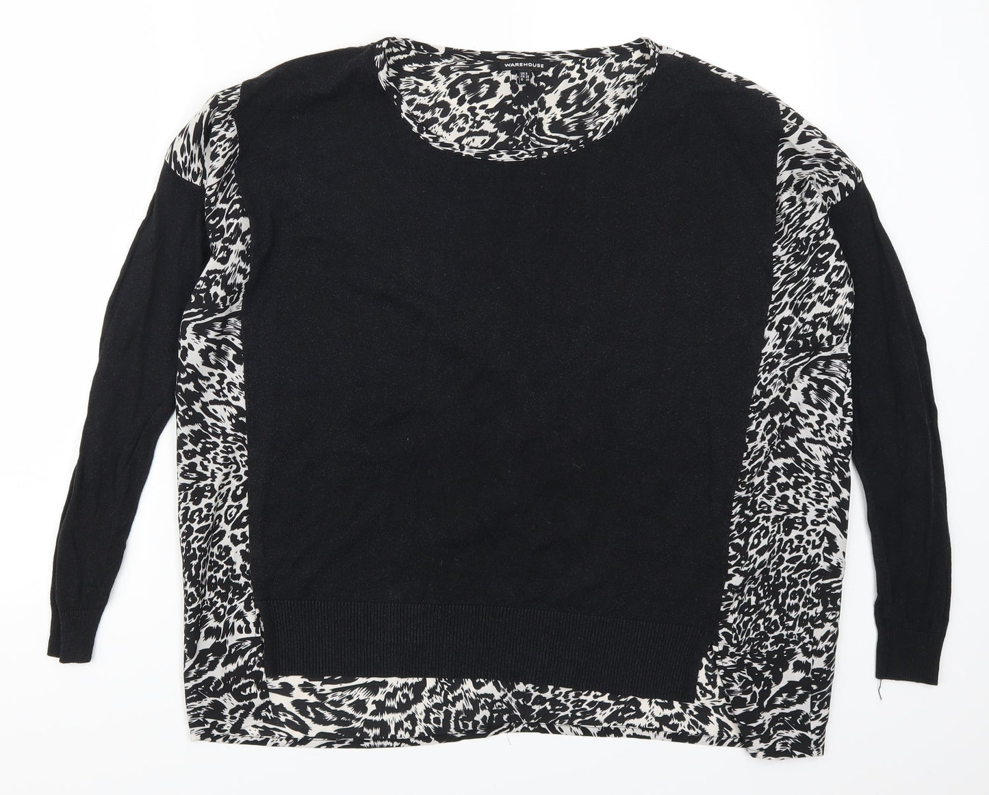 Womens UK Size 8 Warehouse Black Basic T-Shirt