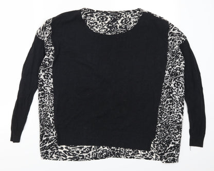 Womens UK Size 8 Warehouse Black Basic T-Shirt