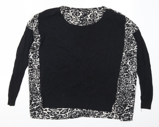 Womens UK Size 8 Warehouse Black Basic T-Shirt