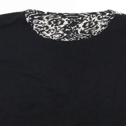 Womens UK Size 8 Warehouse Black Basic T-Shirt