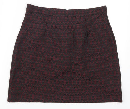 New Look Womens Red Geometric  Mini Skirt Size 8