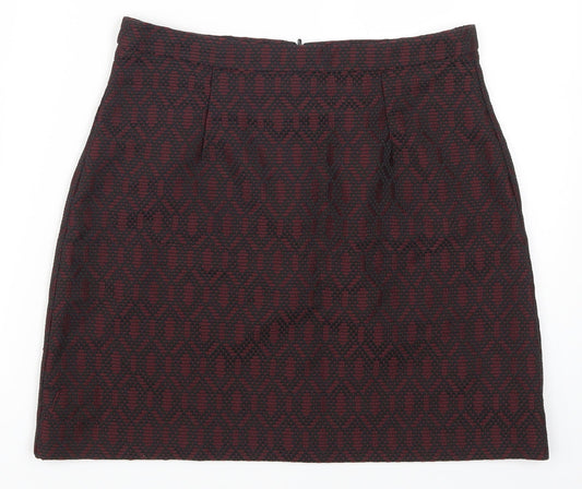 New Look Womens Red Geometric  Mini Skirt Size 8