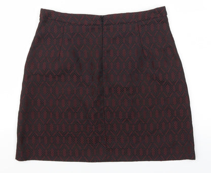 New Look Womens Red Geometric  Mini Skirt Size 8