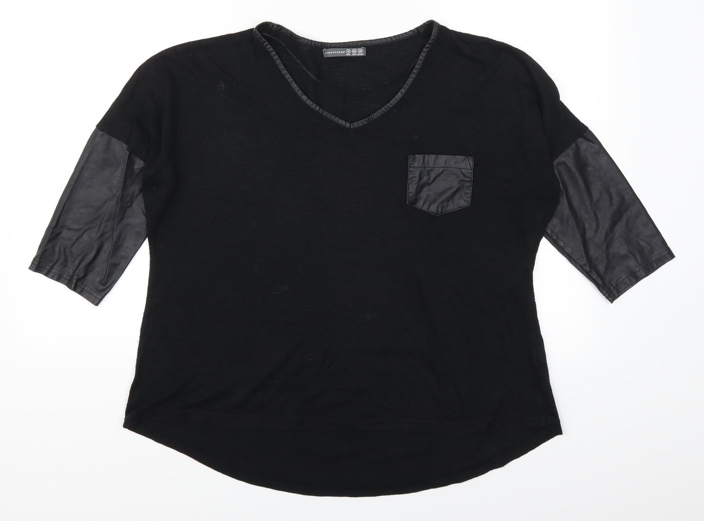 Womens UK Size 12 Atmosphere Black Basic T-Shirt