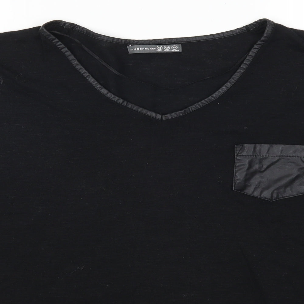 Womens UK Size 12 Atmosphere Black Basic T-Shirt