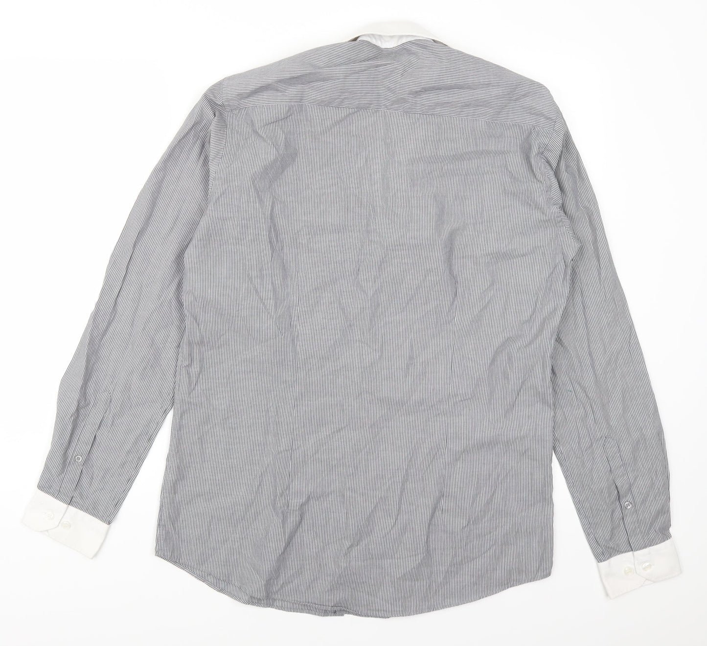Mens UK Size 15.5 Cedarwood State Grey  Button-Up Long Sleeve Casual Shirt