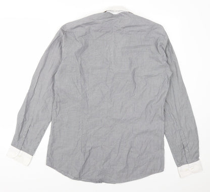 Mens UK Size 15.5 Cedarwood State Grey  Button-Up Long Sleeve Casual Shirt