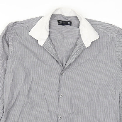 Mens UK Size 15.5 Cedarwood State Grey  Button-Up Long Sleeve Casual Shirt