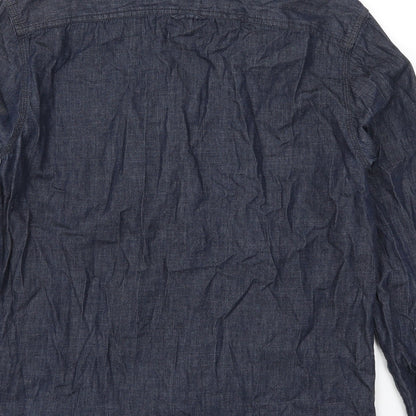 Mens UK Size M Trait Blue  Button-Up Long Sleeve Casual Shirt