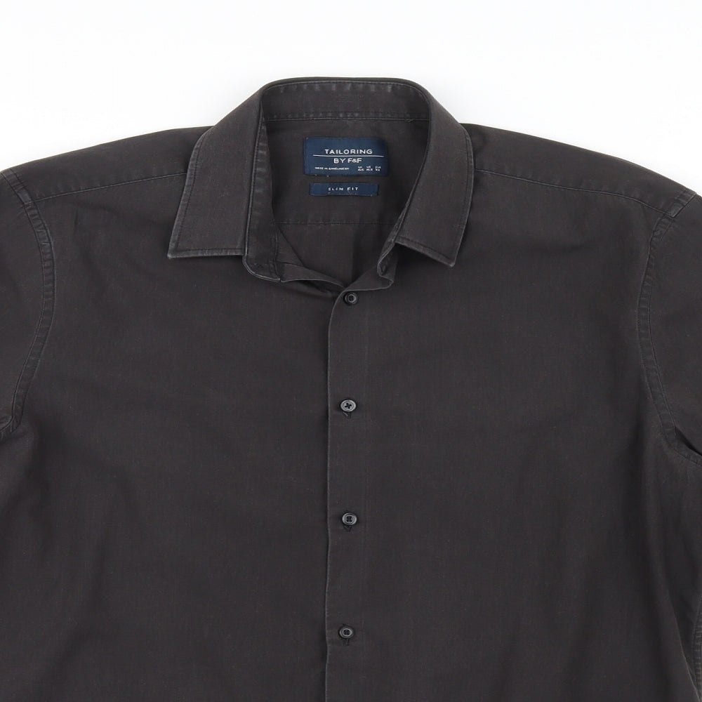 F&F Mens Grey    Button-Up Size 15.5