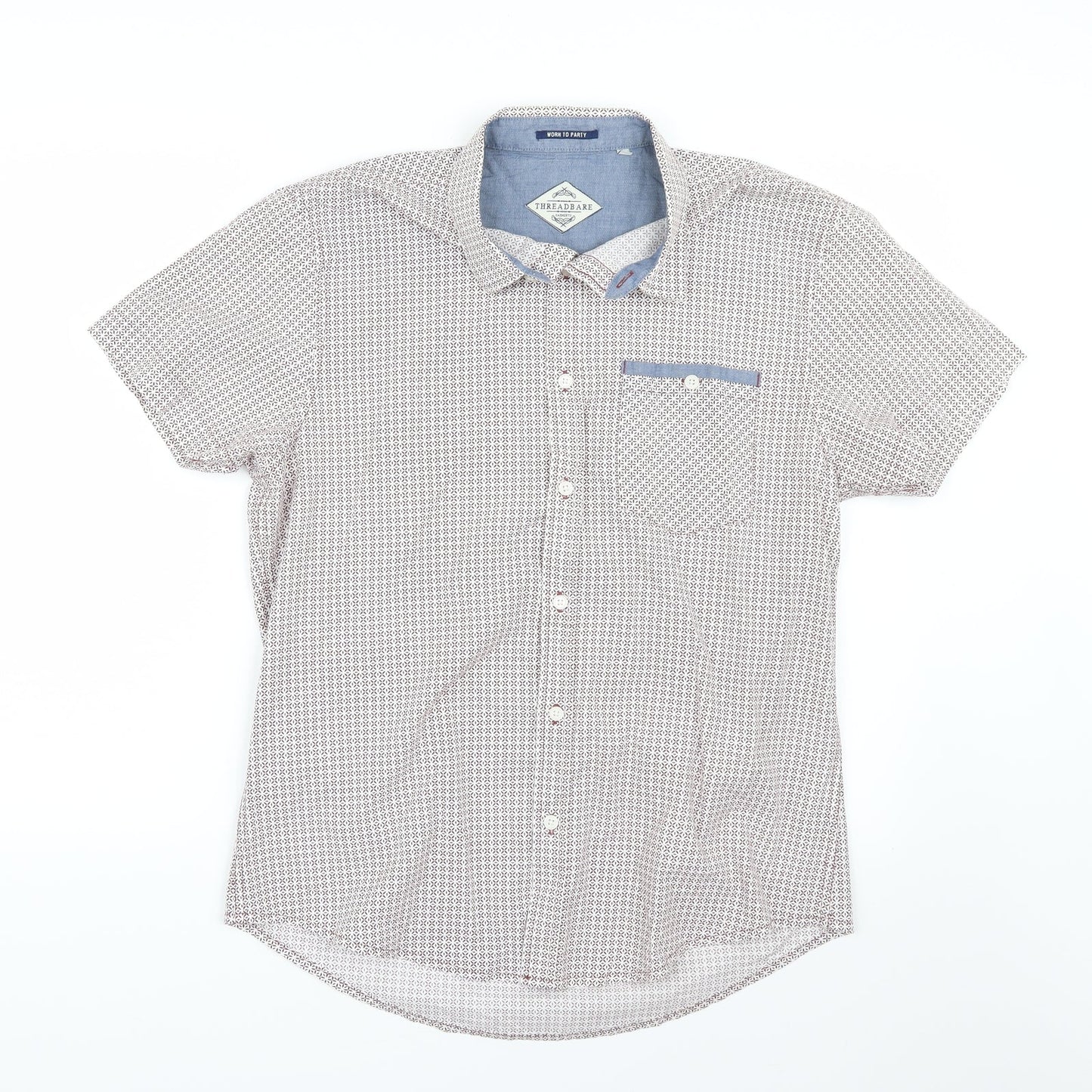 Threadbare Mens Red Geometric   Button-Up Size L