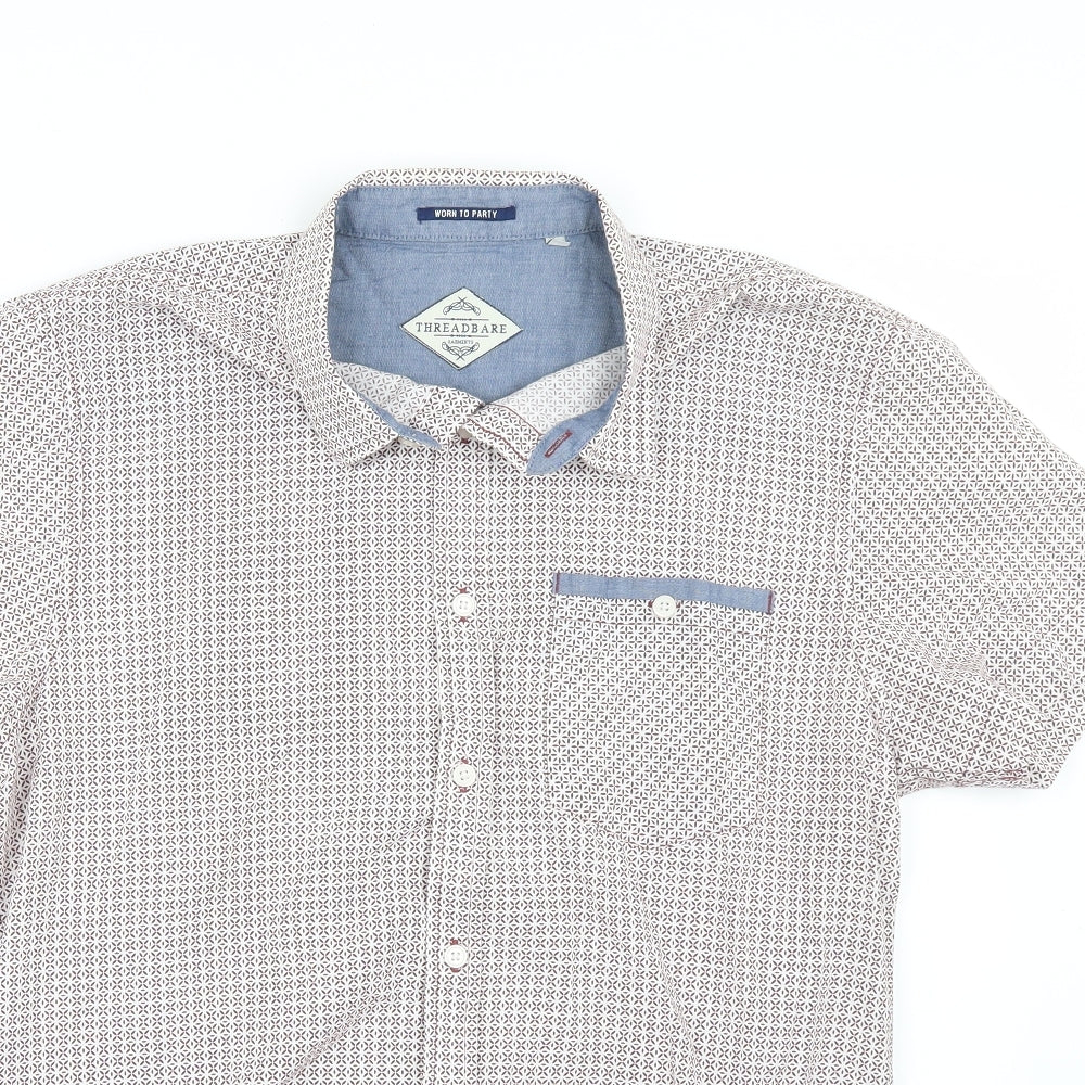 Threadbare Mens Red Geometric   Button-Up Size L