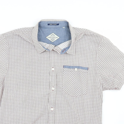 Threadbare Mens Red Geometric   Button-Up Size L