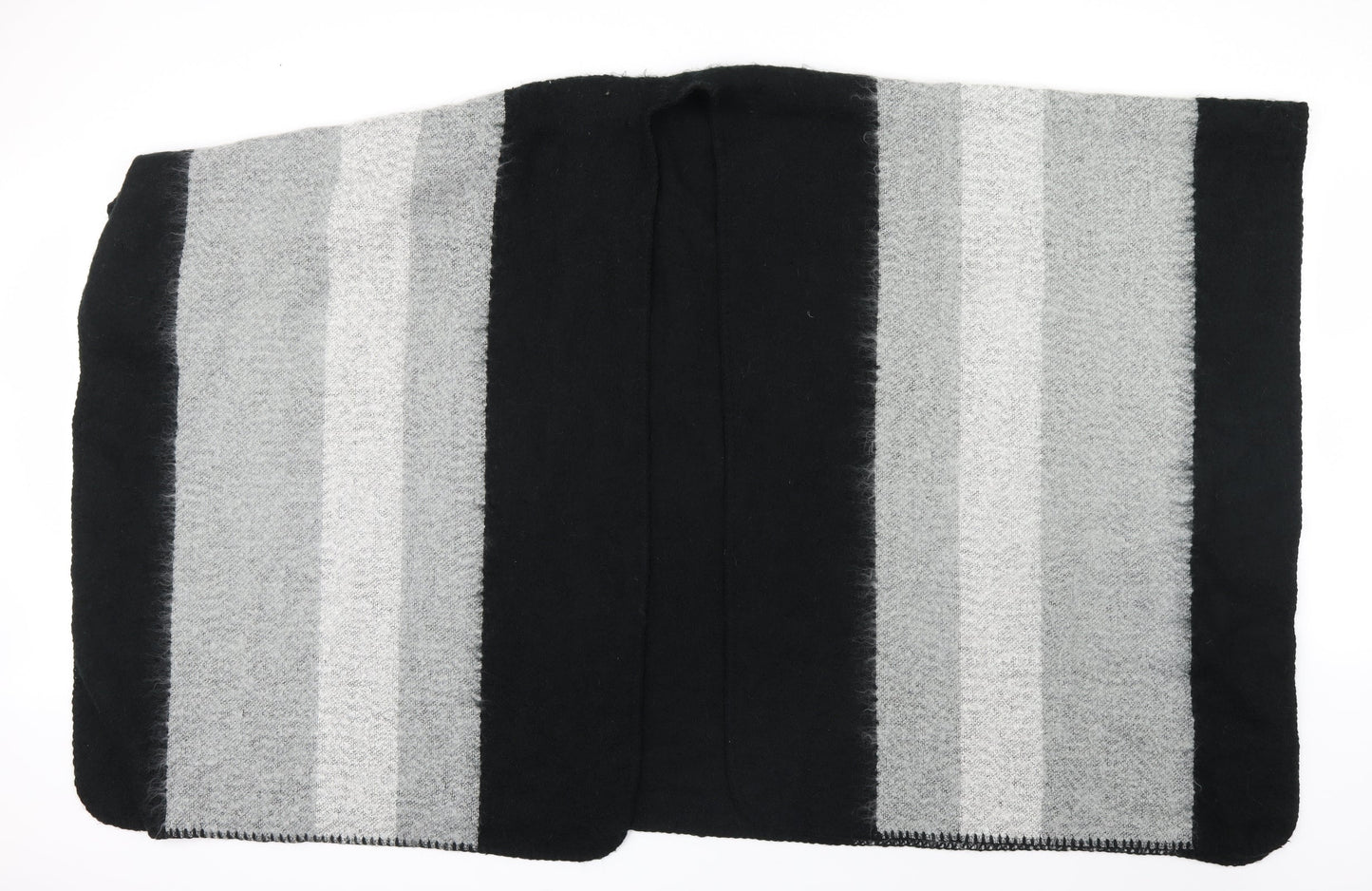 Preworn Womens Black Striped Knit  Shawl/Wrap