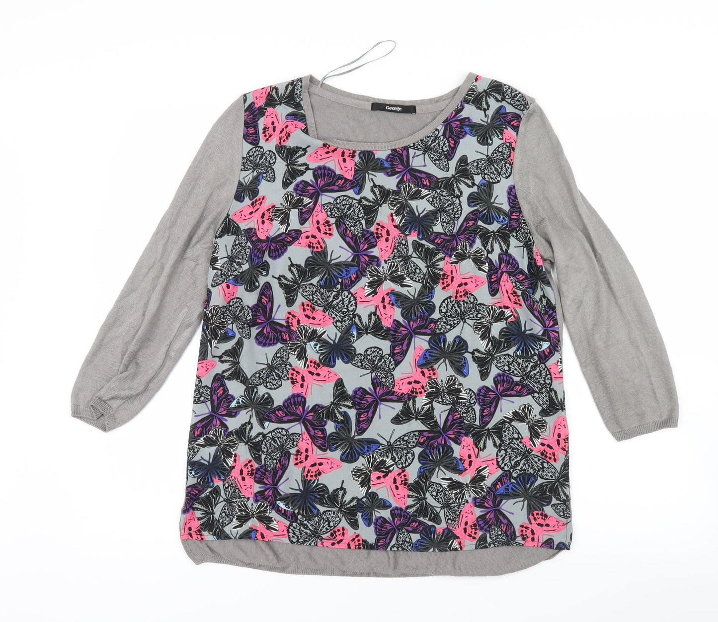 George Womens Purple Geometric  Basic T-Shirt Size 12  - Butterflies