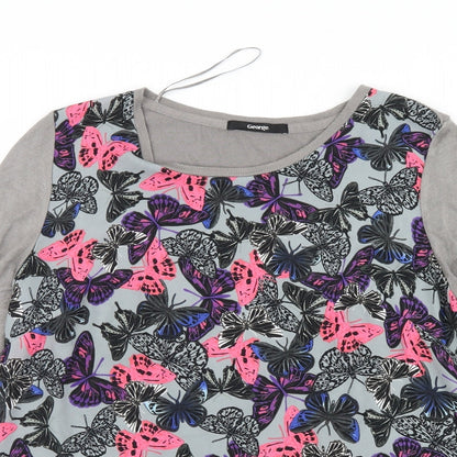 George Womens Purple Geometric  Basic T-Shirt Size 12  - Butterflies