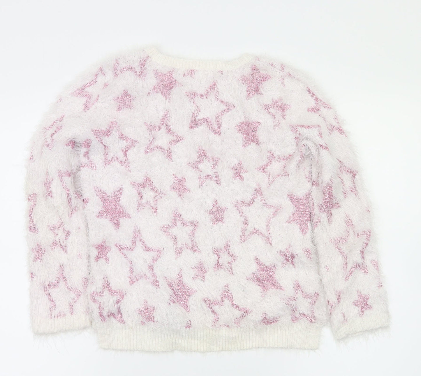 H&M Girls Pink Argyle/Diamond  Pullover Jumper Size 9-10 Years