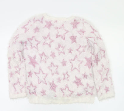 H&M Girls Pink Argyle/Diamond  Pullover Jumper Size 9-10 Years