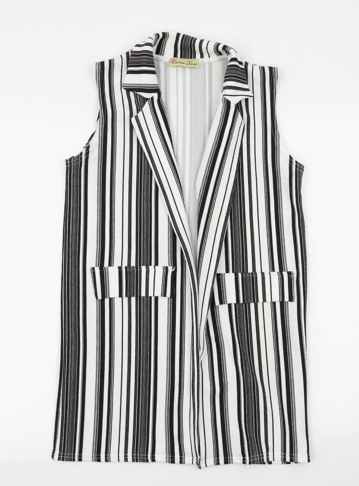 camea rose Womens Black Striped  Gilet Jacket Size 10