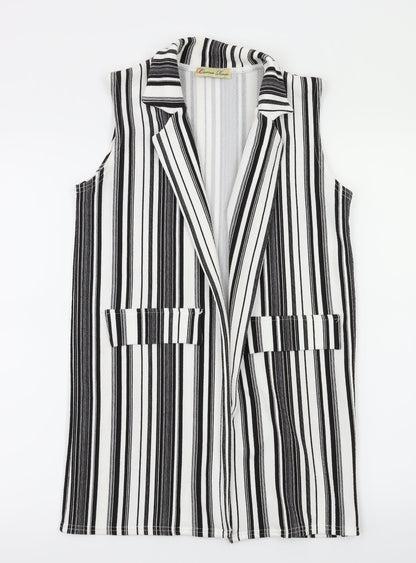 camea rose Womens Black Striped  Gilet Jacket Size 10