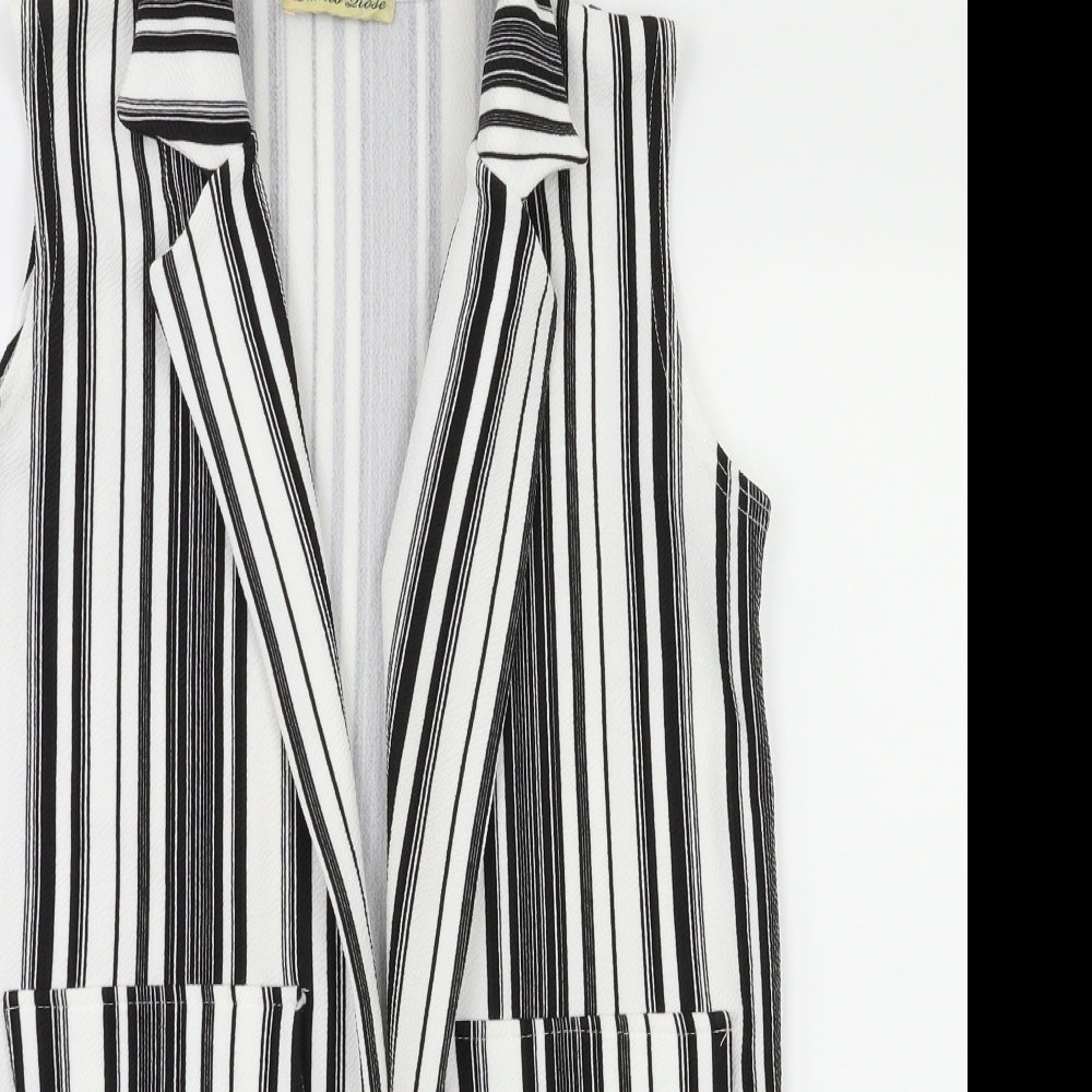camea rose Womens Black Striped  Gilet Jacket Size 10