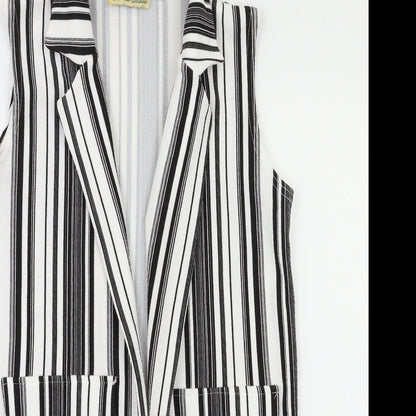 camea rose Womens Black Striped  Gilet Jacket Size 10