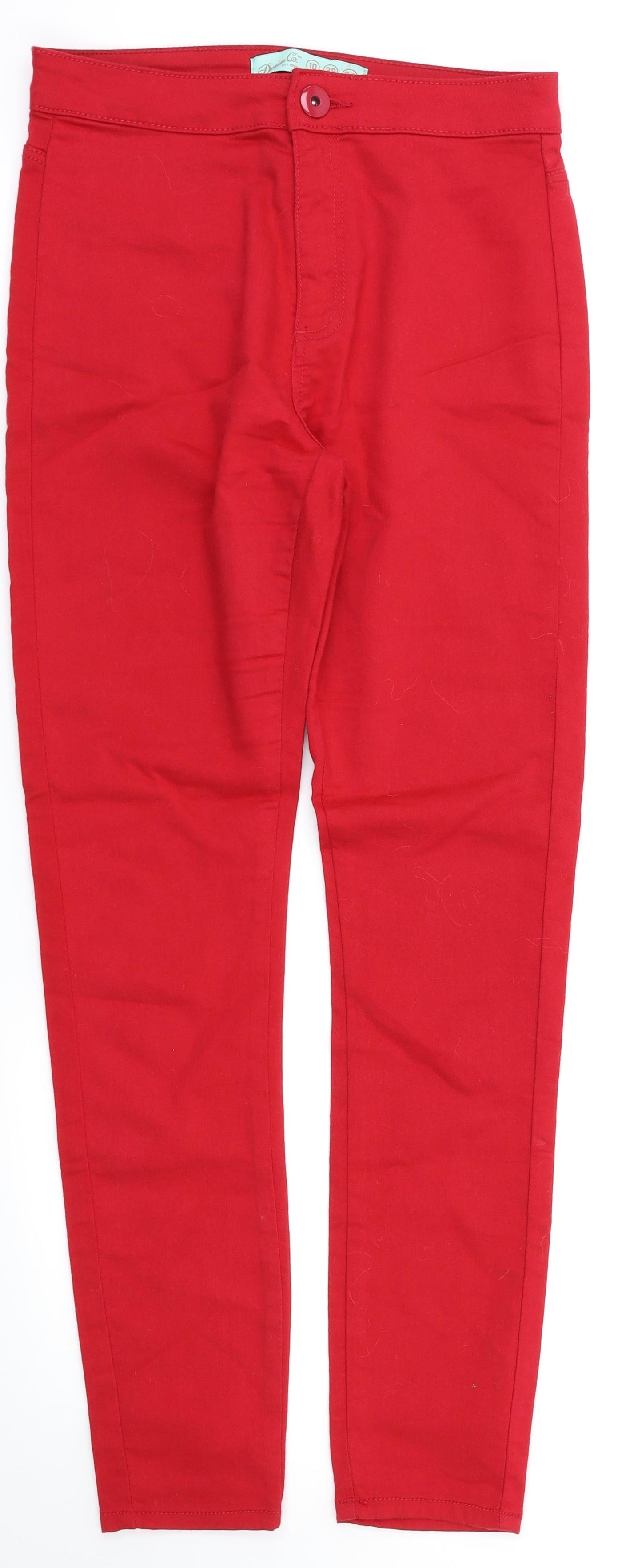 Denim & Co  Womens Red Houndstooth  Skinny Jeans Size 10 L29 in