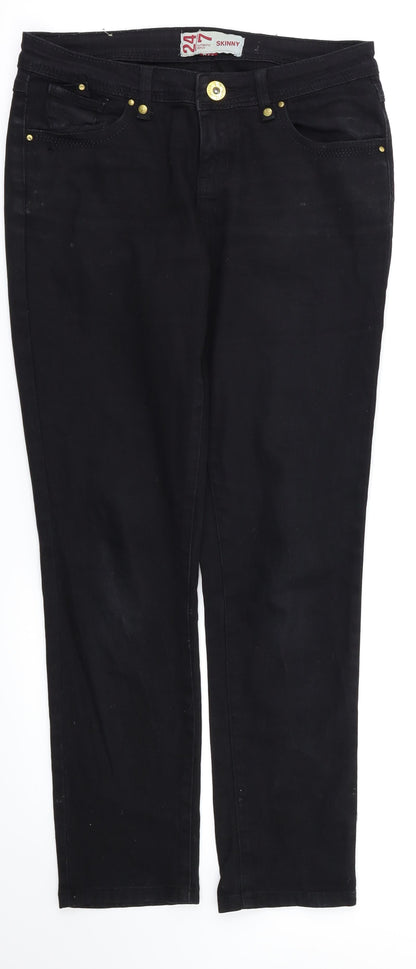 24/7  Womens Black   Skinny Jeans Size 10 L29 in