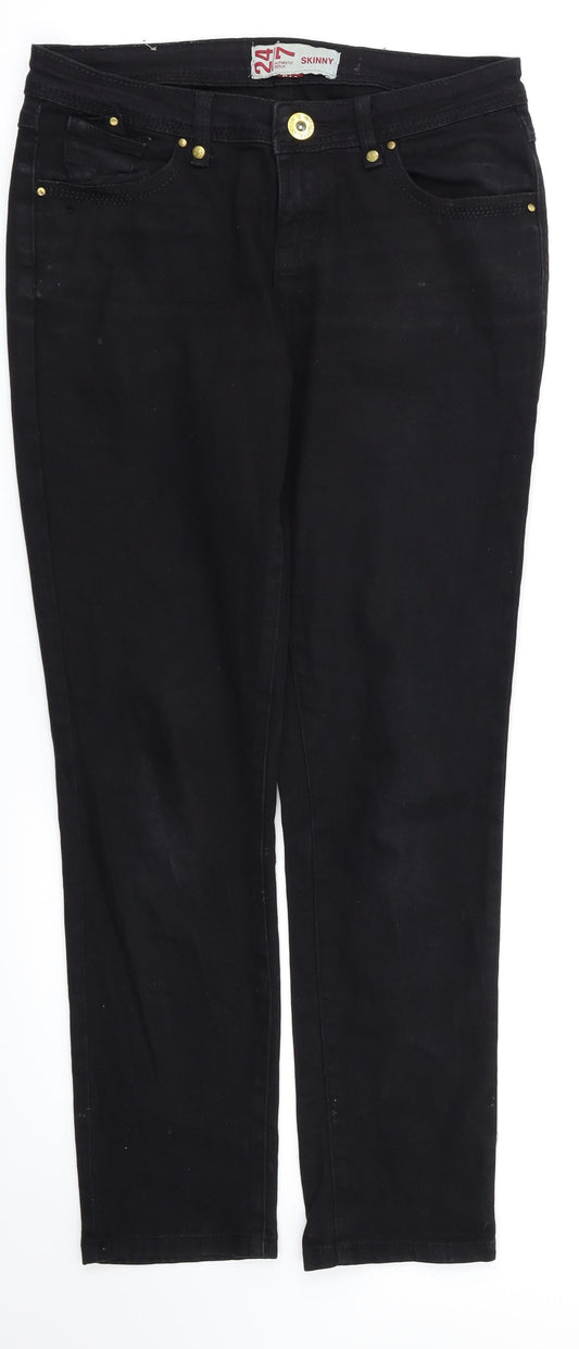 24/7  Womens Black   Skinny Jeans Size 10 L29 in