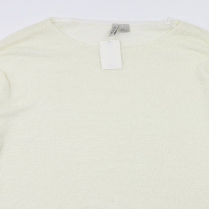 Womens UK Size M H&M Ivory Basic Blouse
