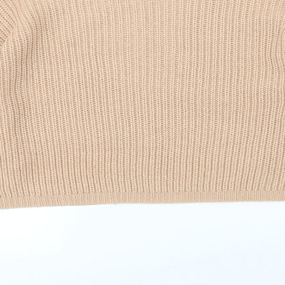 Boohoo Womens Beige  Knit Pullover Jumper Size L  - Cropped