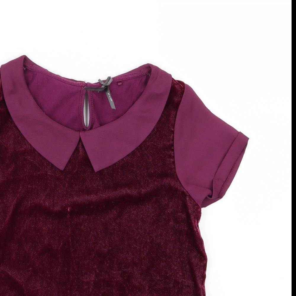 NEXT Girls Purple  Velour Basic Blouse Size 9 Years