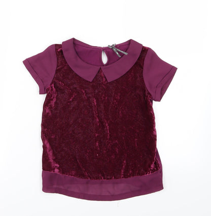 NEXT Girls Purple  Velour Basic Blouse Size 7 Years