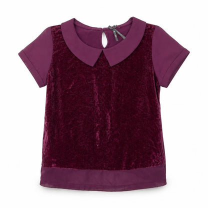 Next Girls Purple  Velour Basic Blouse Size 7 Years