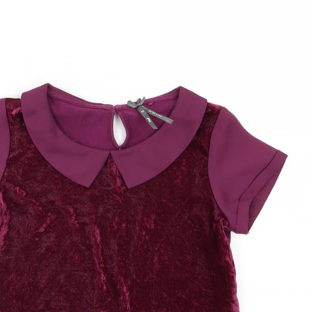 NEXT Girls Purple  Velour Basic Blouse Size 7 Years
