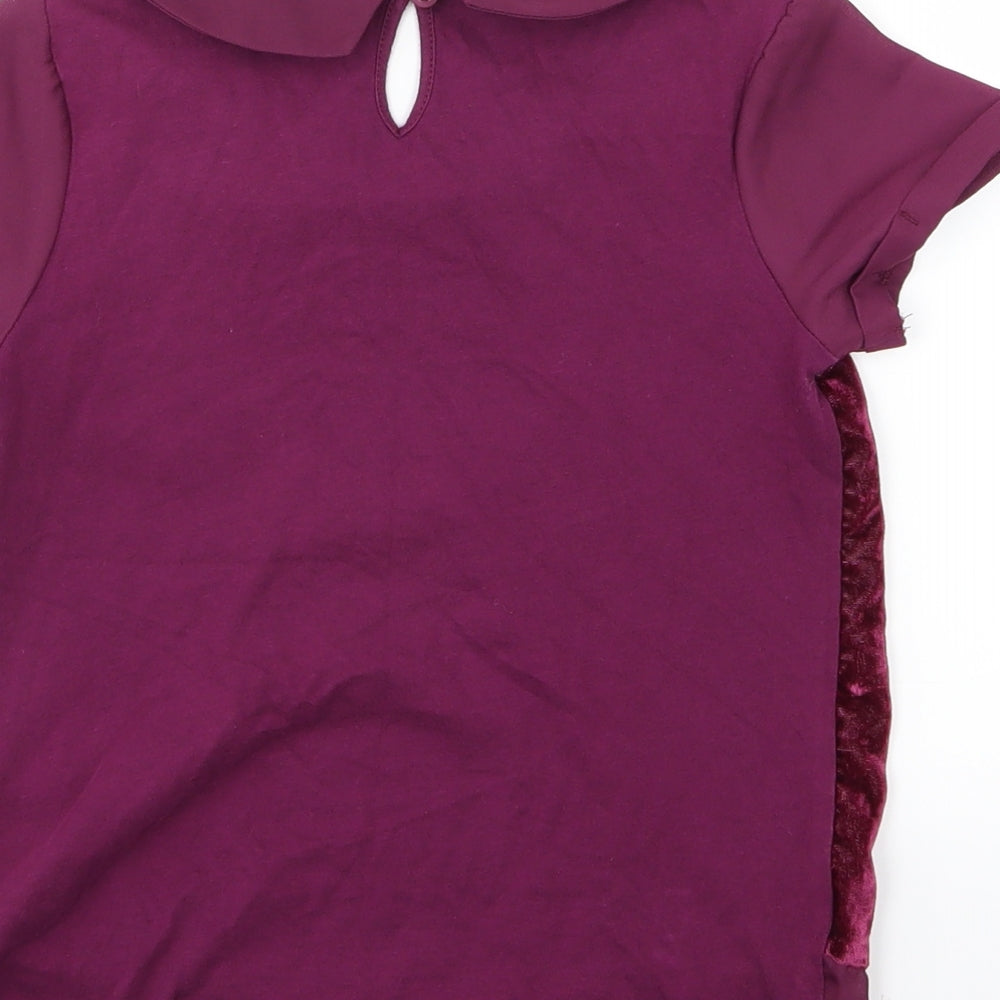 NEXT Girls Purple  Velour Basic Blouse Size 7 Years