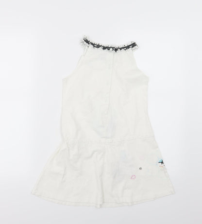 Beetlejuice Girls White Floral Jersey Skater Dress  Size 10 Years